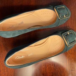 Clark green suede shoes